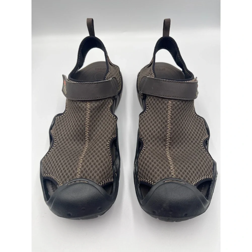 Crocs Swiftwater Mesh Sandals Men's 12 Brown Water Shoes Hiking Fisherman